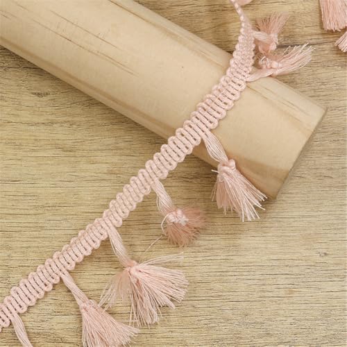 3 Yards Fransenborte - 43 mm Fransenband Textilborte Lace Ribbon Dekoband DIY Spitzenborte Quastenborte StoffbordüRe Vintage Quastenband Stoffband Quasten Trim zum Nähen und Dekor (Blassrosa) von TKSJROL