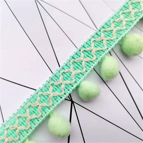 3 Yards Pompon-Borte - Pompoms Bänder zum Nähen, Quaste Trim Band Bommelborte Pomponband Fransenborte Dekoborte Mit Bommeln Bälle Zierband Für Zuhause Vorhang Kissen Kleidung DIY (Hellgrün) von TKSJROL