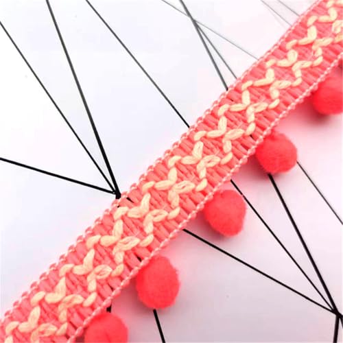 3 Yards Pompon-Borte - Pompoms Bänder zum Nähen, Quaste Trim Band Bommelborte Pomponband Fransenborte Dekoborte Mit Bommeln Bälle Zierband Für Zuhause Vorhang Kissen Kleidung DIY (Neonorange) von TKSJROL