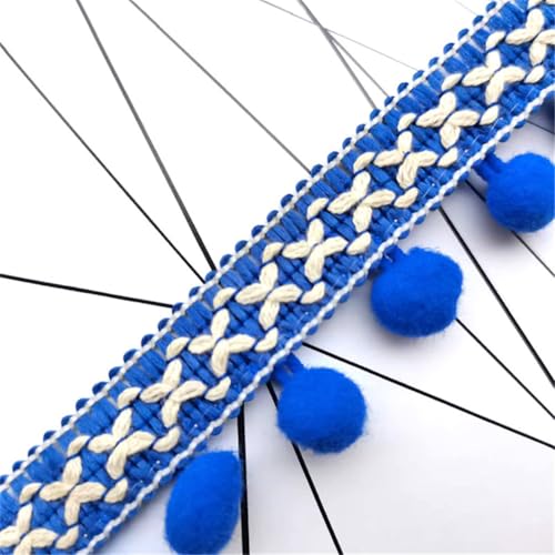3 Yards Pompon-Borte - Pompoms Bänder zum Nähen, Quaste Trim Band Bommelborte Pomponband Fransenborte Dekoborte Mit Bommeln Bälle Zierband Für Zuhause Vorhang Kissen Kleidung DIY (Seeblau) von TKSJROL