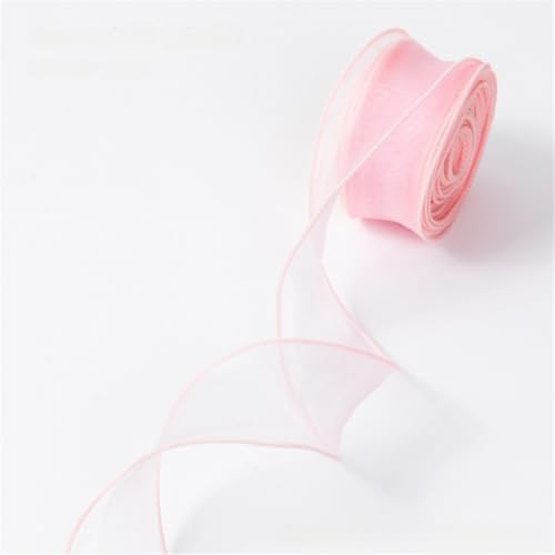 30 Yard Chiffonband 4 cm breit – Seidenband, Satinband, Organzaband, Tüllband, Geschenk Band, Dekoband, Schleifenband, Ribbon, Bandset für DIY, Scrapbooking, Basteln & Dekoration (Rosa) von TKSJROL