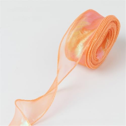30 Yard Chiffonband 4 cm breit – Seidenband, Satinband, Organzaband, Tüllband, Geschenk Band, Dekoband, Schleifenband, Ribbon, Bandset für DIY, Scrapbooking, Basteln & Dekoration (Traumorange) von TKSJROL