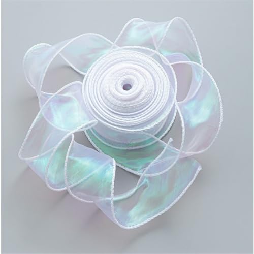 30 Yard Chiffonband 4cm – Schimmerndes Satinband, Geschenk Band, Organzaband, Schleifenband, Tüllband, Seidenband für kreative Geschenkverpackung, DIY Basteln, Hochzeit & Partydeko (Traumweiß) von TKSJROL