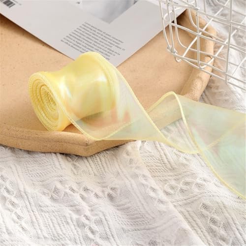 30 Yard Chiffonband 6cm – Glänzendes Satinband, Seidenband, Organzaband, Geschenkverpackung Band, Schleifenband, Tüllband, Geschenk Band für Valentinstag & Muttertagsgeschenke (Traumgelb) von TKSJROL