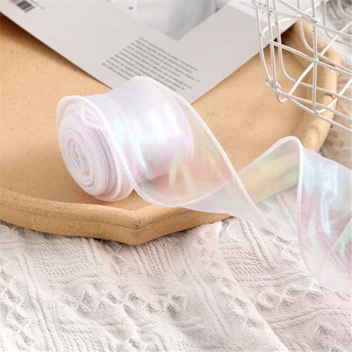 30 Yard Chiffonband 6cm – Glänzendes Satinband, Seidenband, Organzaband, Geschenkverpackung Band, Schleifenband, Tüllband, Geschenk Band für Valentinstag & Muttertagsgeschenke (Traumweiß) von TKSJROL