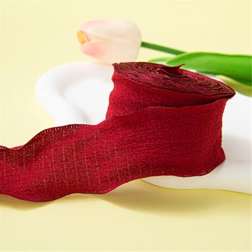 30 Yard Dekoband Stoff Band 4cm Geschenkband Zierborte Stoffbordüren Kuchenband für Geschenkverpackung, Hochzeit Antennenband, DIY Bastelideen & festliche Dekorationen (Weinrot) von TKSJROL