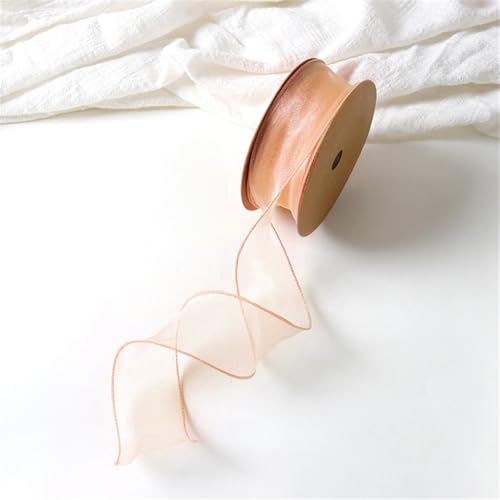 30 Yard Tüllband 4 cm – Transparentes Chiffonband, Satinband, Seidenband, Organzaband, Bandset, Dekoband, Geschenkverpackung Band, Geschenk Band für Hochzeit & DIY (Pfirsichrosa) von TKSJROL