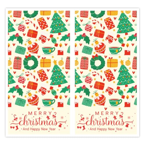 300 Stück Selbstklebende Weihnachtsaufkleber – Deko Etiketten, Weihnachtssticker, Geschenkaufkleber, Siegelaufkleber, Party Sticker und Umschlagsiegel für festliche Dekorationen (C, 10x5CM) von TKSJROL