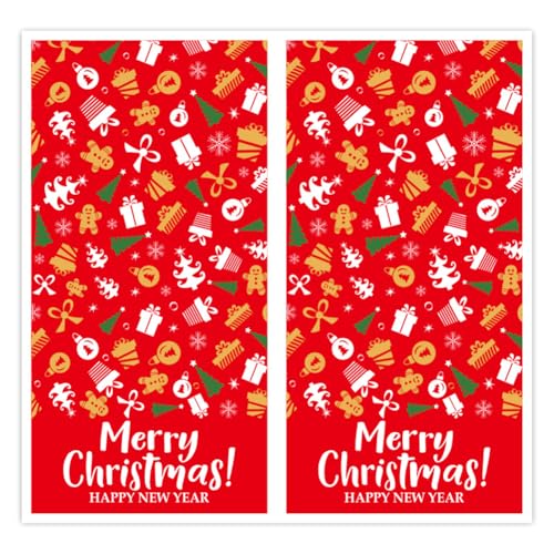 300 Stück Selbstklebende Weihnachtsaufkleber – Deko Etiketten, Weihnachtssticker, Geschenkaufkleber, Siegelaufkleber, Party Sticker und Umschlagsiegel für festliche Dekorationen (F, 10x5CM) von TKSJROL