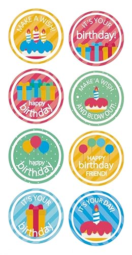 3000 Stück Geburtstag Aufkleber Set – Selbstklebende Etiketten, Geschenksticker, Party Sticker, Siegelaufkleber, Einladungen und Kartendekoration für kreative Verpackungen und Dekor (D, 25mm) von TKSJROL