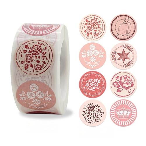 3000 Stück Selbstklebende Aufkleber – Vintage Etiketten für Paket, Geschenksticker, Siegelaufkleber, Umschlagaufkleber, kreative Party Deko und personalisierte Verpackungen (A, 25mm) von TKSJROL