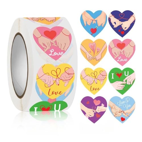 3000 Stück Valentinstag Etiketten Set – Selbstklebende Deko Sticker, Siegel Etiketten, Geschenkaufkleber, Paket Label und Sticker für romantische Geschenkverpackungen (D, 25mm) von TKSJROL