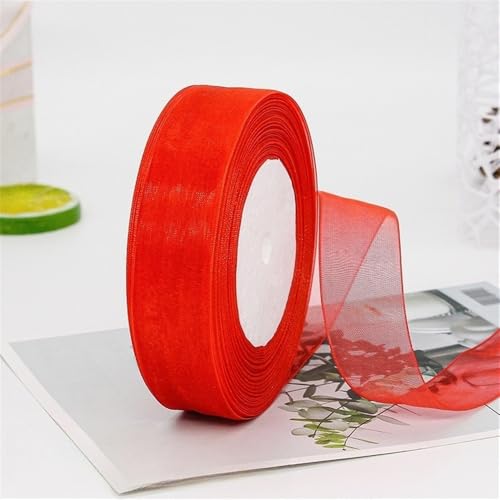 315 Meter Deko Chiffonband 25 mm Durchscheinende Schleifenband Geschenkband Seidenband Dekoband Hochzeit Stoff Band Tüllband Schneegarn für Blumensträuße Dekoration Hochzeitseinladungen von TKSJROL