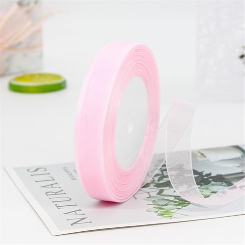 315 Meter Organza Band 15mm Breit – Transparentes Chiffonband Schleifenband Schmales Seidenband für Backen, Tortendeko, Kuchenband, Geschenkverpackung, Handgemachte Deko, DIY (Rosérosa) von TKSJROL