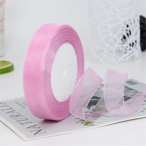 315 Meter Organza Chiffon Band 2cm – Durchscheinende Tüllband GeschenkbäNder Dekoband für Hochzeit, Einladungskarten, Blumenschmuck, Brautstrauß, Tischdeko, DIY Dekoration (Sanftrosa) von TKSJROL