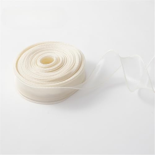 320 Yard Elegantes Chiffonband 4cm – Satinband, Seidenband, Organzaband, Tüllband, Bandset, Schleifenband, Geschenk Band, Hochzeit Antennenband, Ribbon für Partydeko & Hochzeiten (Warmweiß) von TKSJROL