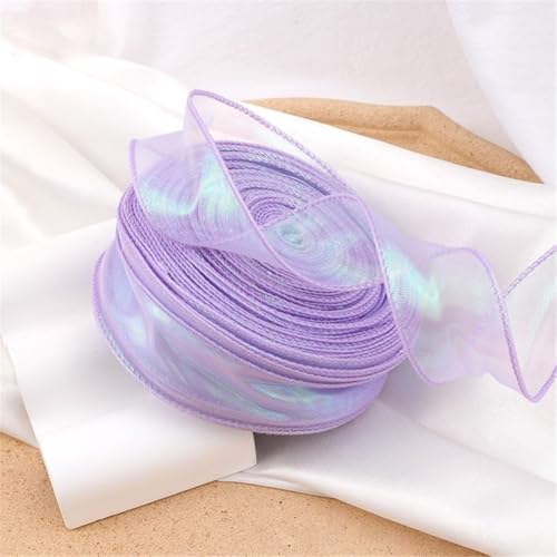320 Yard Schimmerndes Tüllband 4cm – Chiffonband, Seidenband, Satinband, Organzaband, Bandset, Geschenkverpackung Band, Ribbon für DIY, Scrapbooking, Dekoration & Geschenkideen (Hellviolett) von TKSJROL