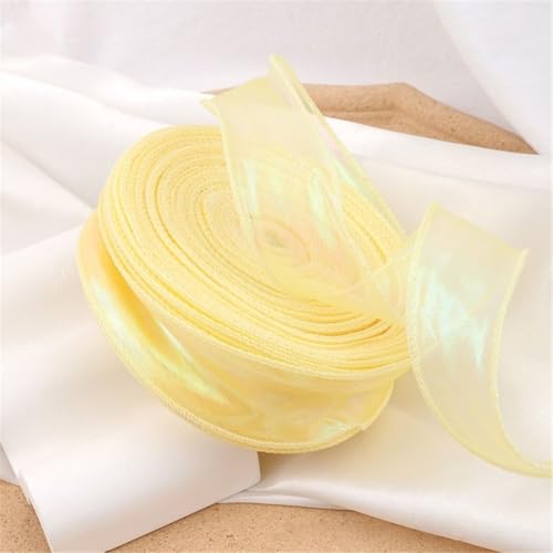 320 Yard Schimmerndes Tüllband 4cm – Chiffonband, Seidenband, Satinband, Organzaband, Bandset, Geschenkverpackung Band, Ribbon für DIY, Scrapbooking, Dekoration & Geschenkideen (Traumgelb) von TKSJROL