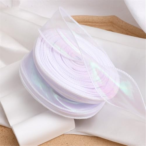 320 Yard Schimmerndes Tüllband 4cm – Chiffonband, Seidenband, Satinband, Organzaband, Bandset, Geschenkverpackung Band, Ribbon für DIY, Scrapbooking, Dekoration & Geschenkideen (Traumweiß) von TKSJROL