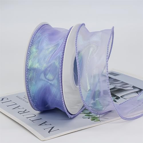 36 Meter Glänzendes Organzaband 4cm – Satinband, Seidenband, Chiffonband, Geschenk Band, Schleifenband, Geschenkverpackung Band, Tüllband, Ribbon für Weihnachten & festliche (Hellviolett) von TKSJROL