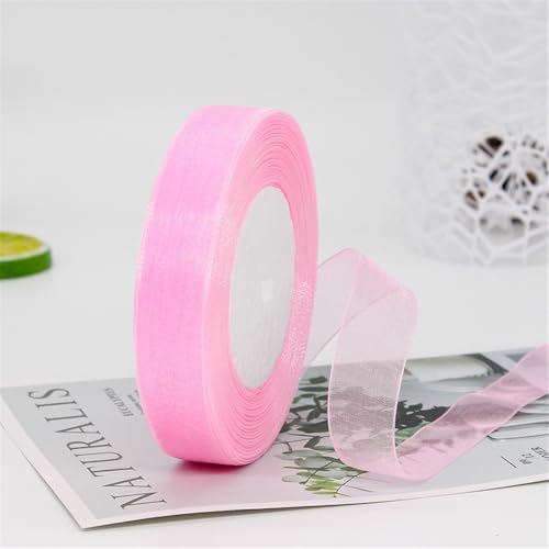 360 Meter Organza Band 2cm Breit – Transparentes Chiffonband Schleifenband Schmales Seidenband für Backen, Tortendeko, Kuchenband, Geschenkverpackung, Handgemachte Deko, DIY (Warmrosa) von TKSJROL
