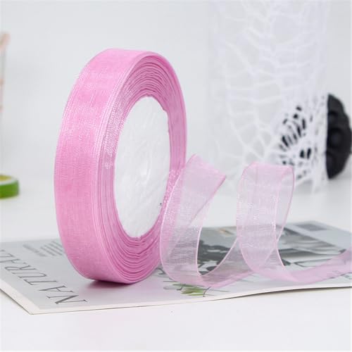 360 Meter Organza Chiffon Band 15mm – Durchscheinende Tüllband GeschenkbäNder Dekoband für Hochzeit, Einladungskarten, Blumenschmuck, Brautstrauß, Tischdeko, DIY Dekoration (Sanftrosa) von TKSJROL