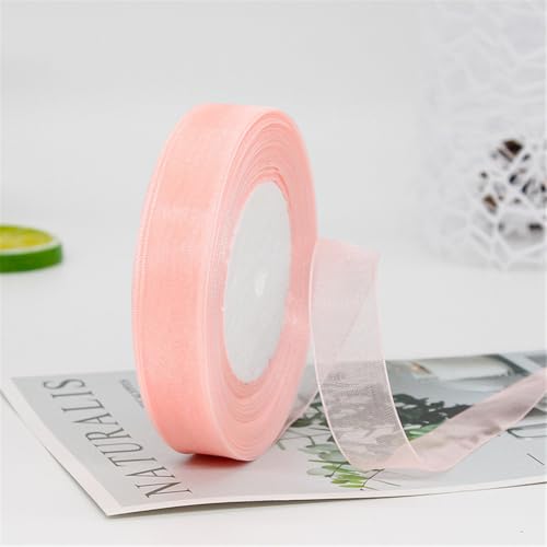 360 Meter Organza Chiffon Band 2cm – Durchscheinende Tüllband GeschenkbäNder Dekoband für Hochzeit, Einladungskarten, Blumenschmuck, Brautstrauß, Tischdeko, DIY Dekoration (Pastellrosa) von TKSJROL