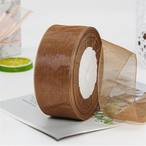 360 Meter Organza Chiffon Band 4cm – Durchscheinende Tüllband GeschenkbäNder Dekoband für Hochzeit, Einladungskarten, Blumenschmuck, Brautstrauß, Tischdeko, DIY Dekoration (Schokolade) von TKSJROL