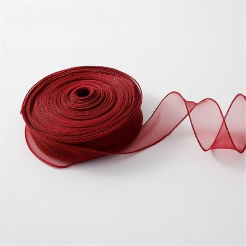 360 Yard Elegantes Chiffonband 4cm – Satinband, Seidenband, Organzaband, Tüllband, Bandset, Schleifenband, Geschenk Band, Hochzeit Antennenband, Ribbon für Partydeko & Hochzeiten (Weinrot) von TKSJROL