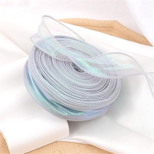 360 Yard Schimmerndes Tüllband 4cm – Chiffonband, Seidenband, Satinband, Organzaband, Bandset, Geschenkverpackung Band, Ribbon für DIY, Scrapbooking, Dekoration & Geschenkideen (Traumsilber) von TKSJROL