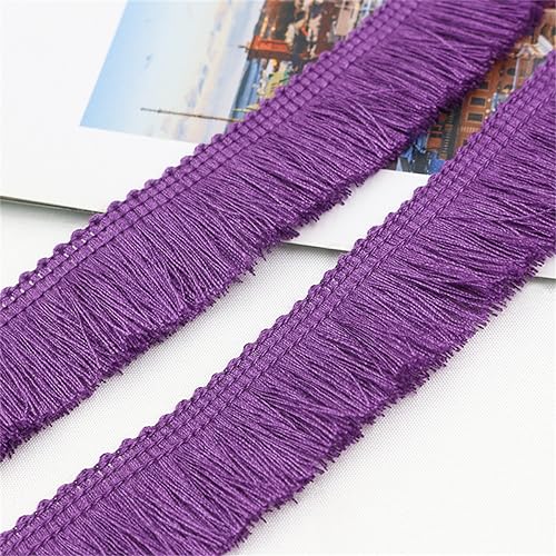4 Meter Fransenborte - 25mm Fransenband DIY Spitzenborte Quastenborte Dekoband Textilborte Lace Ribbon StoffbordüRe Vintage Quasten Trim Stoffband zum Nähen und Dekorieren (Traubenlila) von TKSJROL