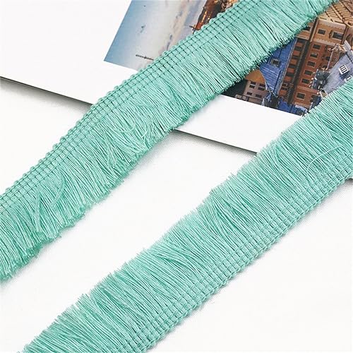 4 Meter Fransenborte - 25mm Fransenband Spitzenborte Quastenborte Dekoband Textilborte Lace Ribbon StoffbordüRe Vintage Quasten Trim Stoffband Quastenband zum Nähen und Dekorieren (Blassblau) von TKSJROL