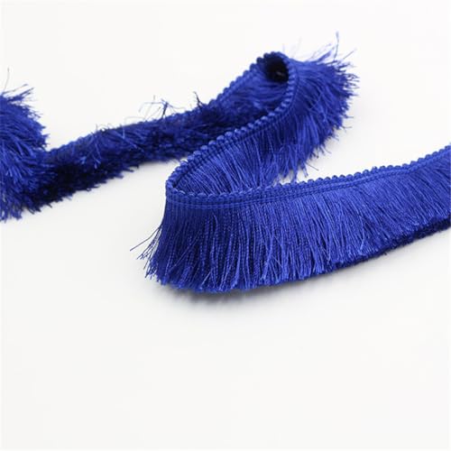 4 Meter Fransenborte - 28 mm Fransenband DIY Quastenborte Textilborte Lace Ribbon Dekoband StoffbordüRe Vintage Quastenband Stoffband Quasten Trim zum Nähen und Dekorieren (Königsblau) von TKSJROL