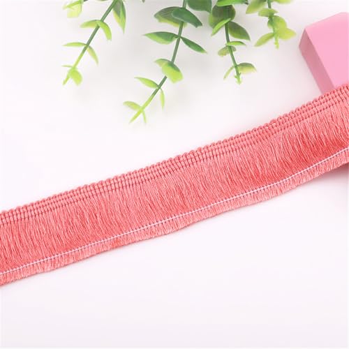 4 Meter Fransenborte - 3 cm Fransenband DIY Spitzenborte Quastenborte Textilborte Lace Ribbon Dekoborte StoffbordüRe Vintage Quastenband Stoffband Quasten Trim zum Nähen (Hellrot) von TKSJROL
