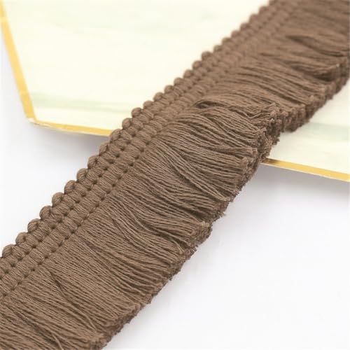 4 Meter Fransenborte - 38 mm Fransenband Spitzenborte Quastenborte Dekoband StoffbordüRe Lace Ribbon Textilborte Vintage Quasten Trim Quastenband Stoffband zum Nähen und Dekorieren (Kaffee) von TKSJROL