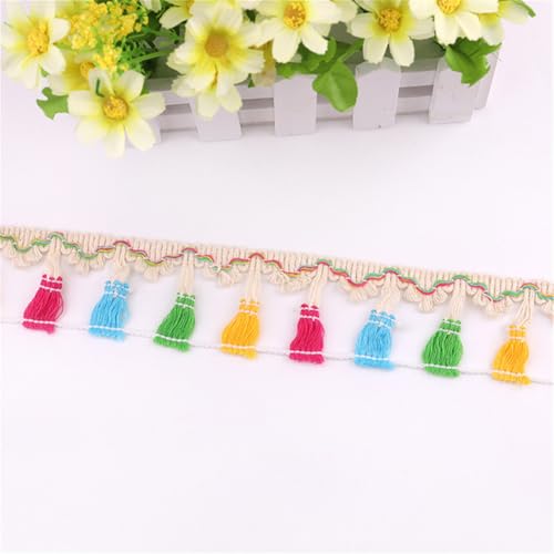 4 Yards Fransenborte - 4 cm Fransenband StoffbordüRe Lace Ribbon Textilborte Dekoband DIY Spitzenborte Quastenborte Vintage Stoffband Quasten Trim Quastenband zum Nähen und Dekorieren (A) von TKSJROL