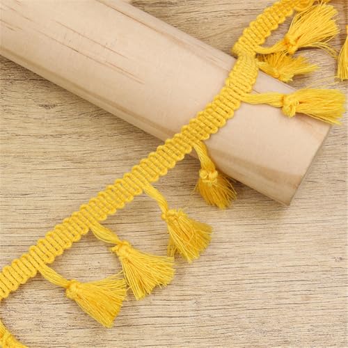 4 Yards Fransenborte - 43 mm Fransenband Textilborte Lace Ribbon StoffbordüRe DIY Spitzenborte Quastenborte Dekoband Vintage Stoffband Quasten Trim Quastenband zum Nähen und Dekorieren (Gelb) von TKSJROL