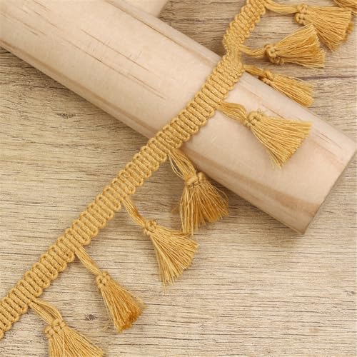 4 Yards Fransenborte - 43 mm Fransenband Textilborte Lace Ribbon StoffbordüRe Dekoband DIY Spitzenborte Quastenborte Vintage Quasten Trim Quastenband Stoffband zum Nähen und Dekor (Honiggelb) von TKSJROL