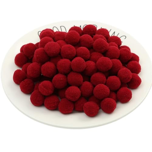 40 Stück Bunt Pompons - 30 mm Pompons Bälle zum Basteln, Filzkugeln für Ostern, Weihnachten, Deko Pompoms, Pastell Bommel, Flauschigen Plüsch Bälle für Handwerk Herstellung (42_Weinrot) von TKSJROL
