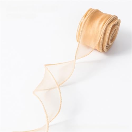 40 Yard Chiffonband 4 cm breit – Seidenband, Satinband, Organzaband, Tüllband, Geschenk Band, Dekoband, Schleifenband, Ribbon, Bandset für DIY, Scrapbooking, Basteln & Dekoration (Gold) von TKSJROL