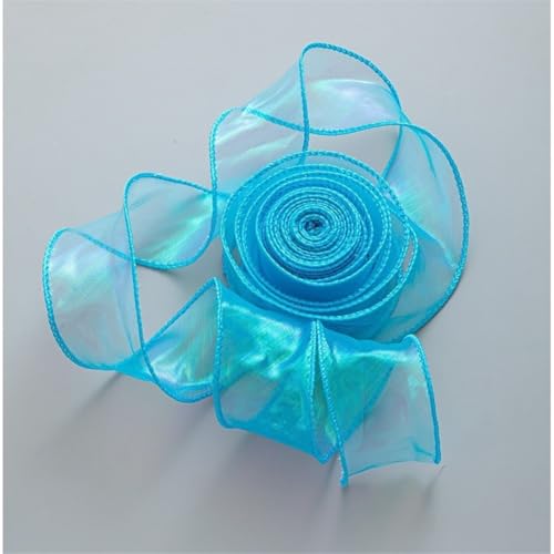 40 Yard Chiffonband 4cm – Schimmerndes Satinband, Geschenk Band, Organzaband, Schleifenband, Tüllband, Seidenband für kreative Geschenkverpackung, DIY Basteln, Hochzeit & Partydeko (Traumblau) von TKSJROL