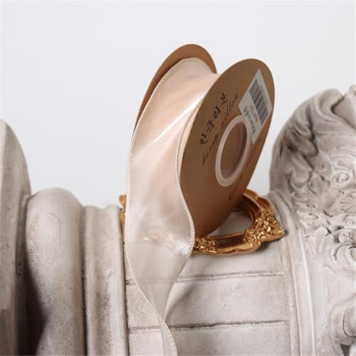 40 Yard Geschenkverpackung Band 4 cm – Chiffonband, Satinband, Organzaband, Tüllband, Seidenband, Dekoband für Weihnachten, Hochzeit, Geburtstag, Party & Geschenkideen (Elfenbein Beige) von TKSJROL