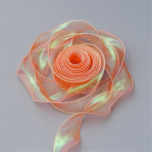 40 Yard Schimmerndes Chiffonband 4cm – Satinband, Seidenband, Organzaband, Tüllband, Bandset, Schleifenband, Geschenk Band, Hochzeit Antennenband, Ribbon für Basteln (Traumorange) von TKSJROL