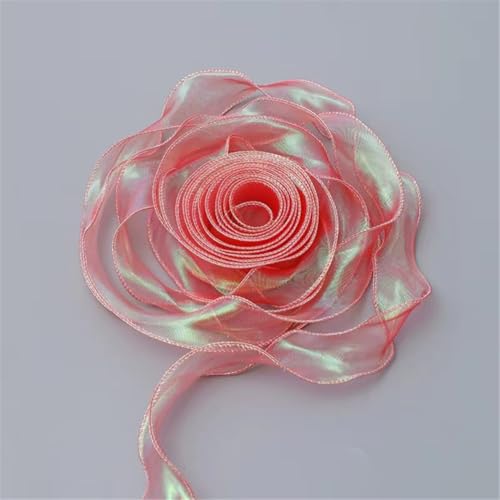 40 Yard Schimmerndes Chiffonband 4cm – Satinband, Seidenband, Organzaband, Tüllband, Bandset, Schleifenband, Geschenk Band, Hochzeit Antennenband, Ribbon für Basteln (Weiches Rot) von TKSJROL