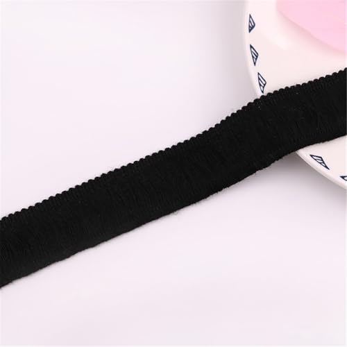40 Yards Fransenborte - 35 mm Fransenband Lace Ribbon StoffbordüRe Textilborte DIY Spitzenborte Quastenborte Dekoborte Vintage Quasten Trim Quastenband Stoffband zum Nähen (Schwarz) von TKSJROL