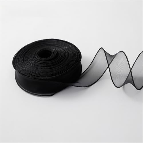 400 Yard Elegantes Chiffonband 4cm – Satinband, Seidenband, Organzaband, Tüllband, Bandset, Schleifenband, Geschenk Band, Hochzeit Antennenband, Ribbon für Partydeko & Hochzeiten (Schwarz) von TKSJROL