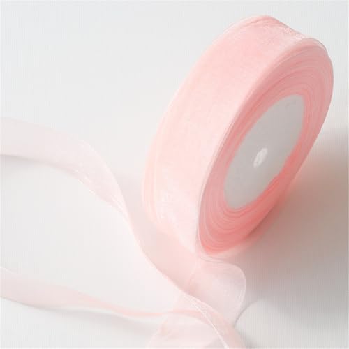 400 Yard Organza Band –Deco Chiffonband für Geschenkverpackung, Schleifen, Stoffband, Satinband, Seidenband, Geschenkbänder, Tüllband & Stoffborte für DIY Bastelprojekte (38 mm, Blassrosa) von TKSJROL