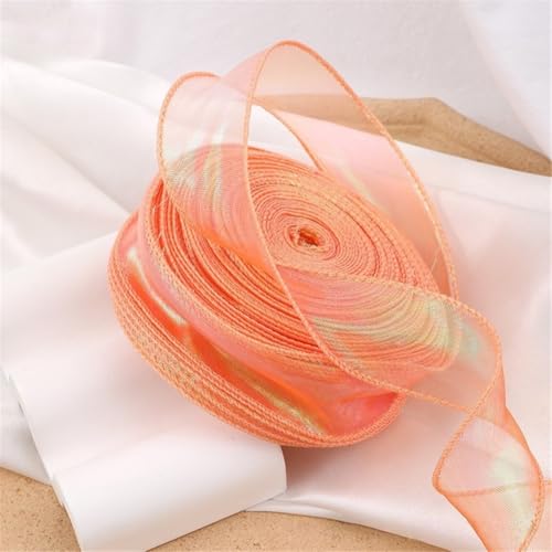400 Yard Schimmerndes Tüllband 4cm – Chiffonband, Seidenband, Satinband, Organzaband, Bandset, Geschenkverpackung Band, Ribbon für DIY, Scrapbooking, Dekoration & Geschenkideen (Traumorange) von TKSJROL