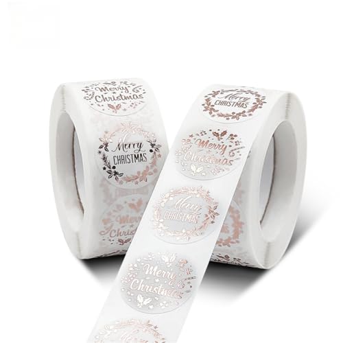 4000 Stück Weihnachts Etiketten Set – Selbstklebende Aufkleber, Deko Sticker, Geschenksticker, Siegelaufkleber und Partyartikel für festliche Anlässe und Dekorationen (Roségold, 25mm) von TKSJROL