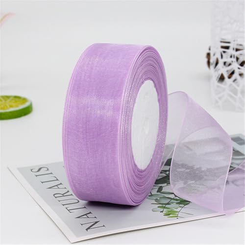 405 Meter Chiffon Geschenkband 4cm Breit – Transparentes Organza Schleifenband Tüll Seidenband für Geschenkverpackung, Geburtstage, Weihnachten, DIY Dekoration, Torten, Handwerk (Violett) von TKSJROL